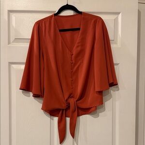 Elegant Rust Button-Down Blouse